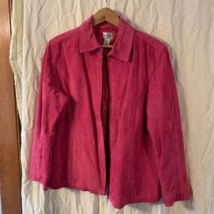 Chico’s bright pink suede leather jacket size 2